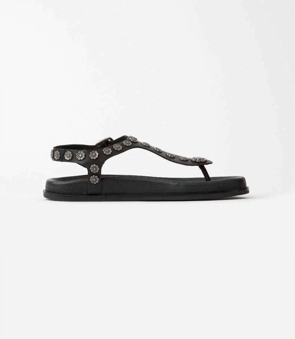 NEW SEYCHELLES women's sunday funday t-strap studded sandals in black